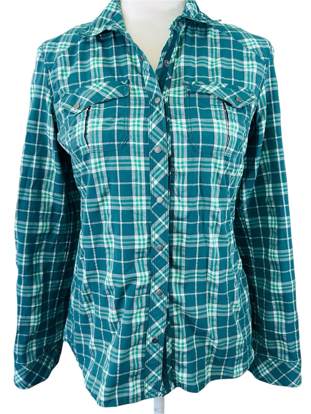 REI Teal and White Plaid Women's Shirt